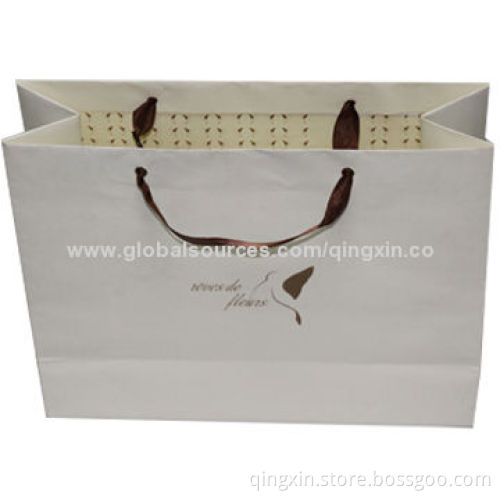 Retail Paper Bag with 20mm Width, Brown Grosgrain Ribbon